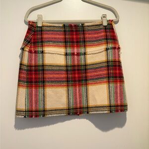 J. Crew Red and Cream Plaid Mini Skirt